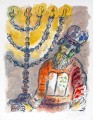Aaron y el candelabro de siete ramas del contemporáneo de Exodus Marc Chagall